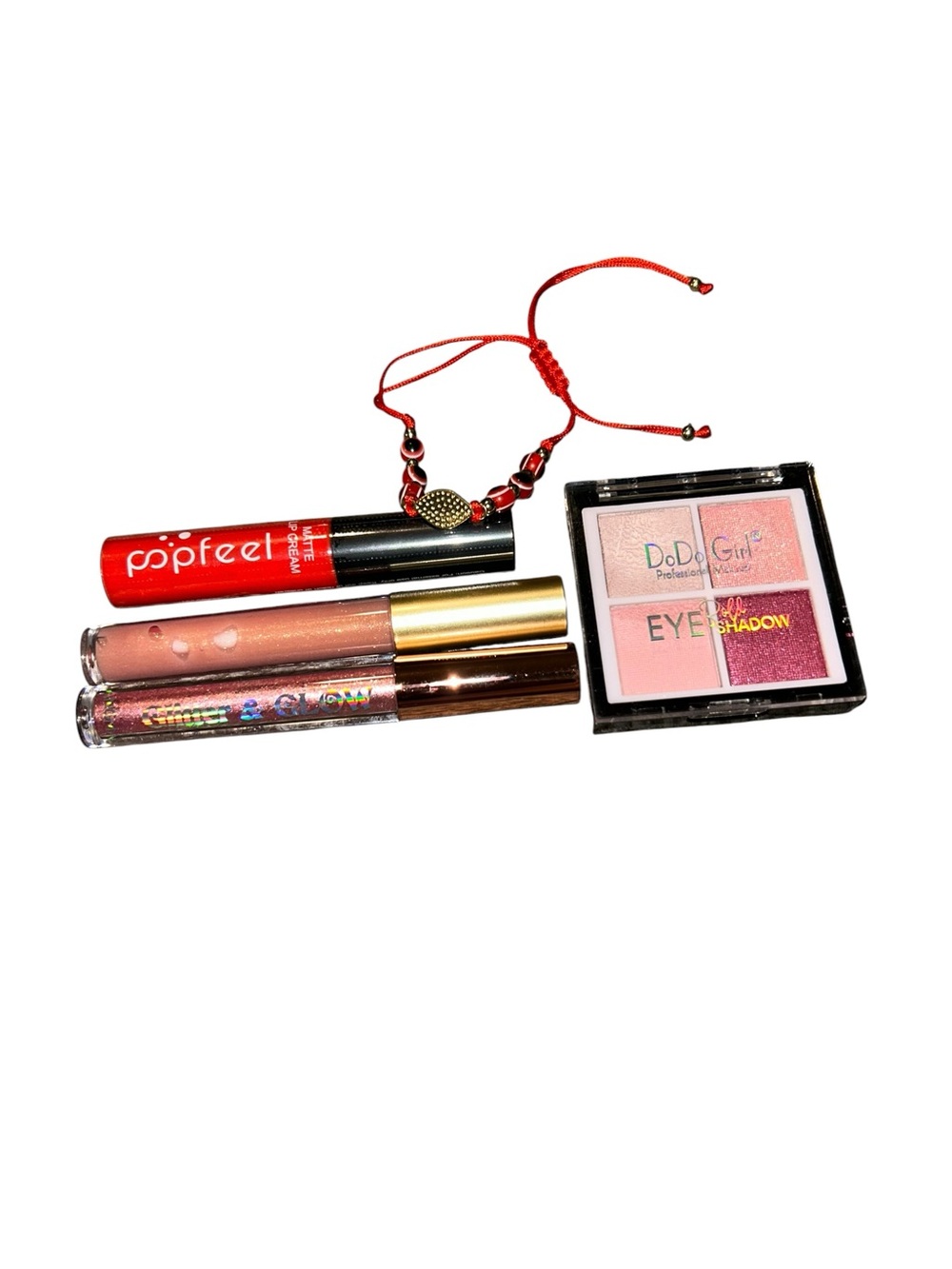 Red Lipstick & Pink Eyeshadow Makeup Set